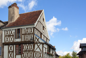 Chablis. Maisons à colombages, Yonne, Bourgogne, France