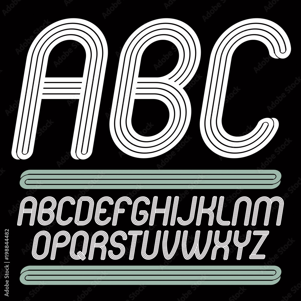 Poster vector art funky italic typescript with triple parallel lines, can be used as logo design element fo