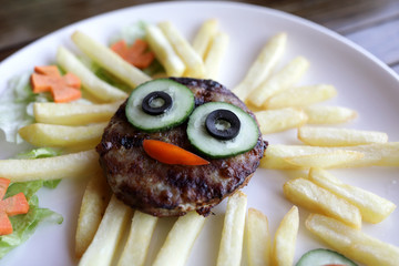French fries with cutlet