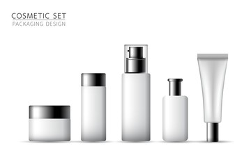 Product mock up design. Cosmetic set on the white background. Vector illustration EPS10