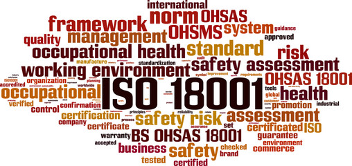 Obraz premium ISO 18001 word cloud