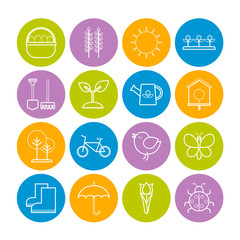 Set of vector outline springtime icons for web, print, mobile apps design