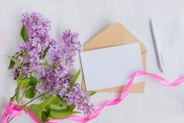 Mockup white greeting card  and envelope