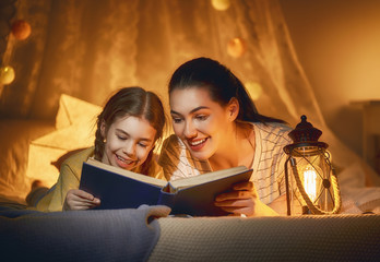 Family reading bedtime.