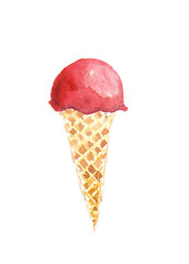 Ice cream on white, watercolor illustrator