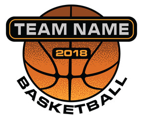 Naklejka premium Basketball Textured Design is an illustration of a stylized flat or spot color basketball design with space for your team name and year. Uses five colors.