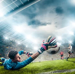Abwaschbare Fototapete Fußball Deutscher Spieler schießt aufs Tor