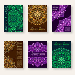 set of six posters with floral circular pattern