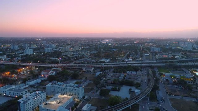 Aerial video Downtown Miami I95 highway Little Havana