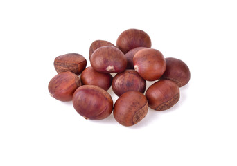 Fresh chestnuts isolated on white