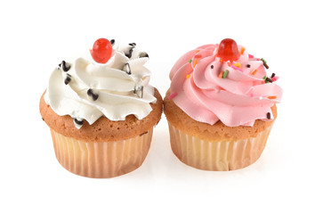 mini tasty cupcake isolated on white background