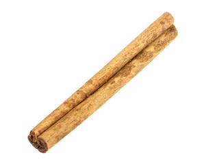 stick of dried cinnamon. Isolated on white background