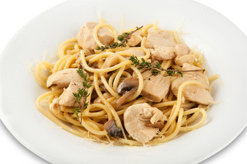 fast food on white background on the plate