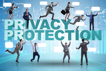Data privacy protection concept with business people