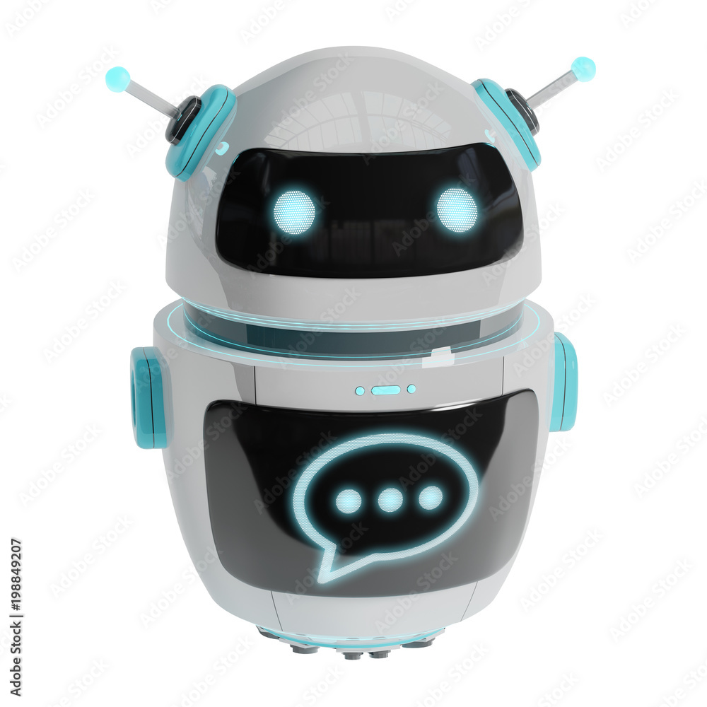 Poster Futuristic digital chatbot 3D rendering