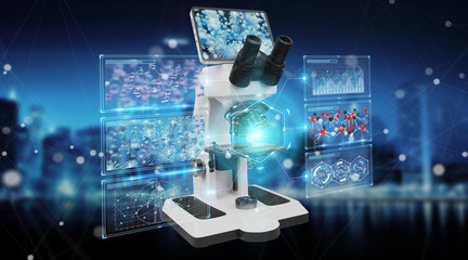 Modern digital microscope with screen analysis 3D rendering