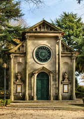 Lutheran church in Cristal Palace gardens, Oporto, Portugal