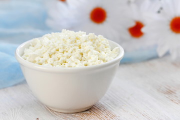 Cottage cheese in a bowl