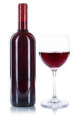 Weinflasche Weinglas Wein Flasche Glas Rotwein Alkohol freigestellt Freisteller