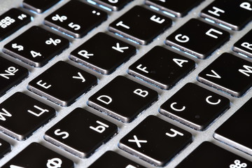 Laptop keyboard: white letters on black keys.