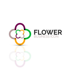 Abstract flower or star minimalistic linear icon, thin line geometric flat symbol for business icon design, abstract button or emblem