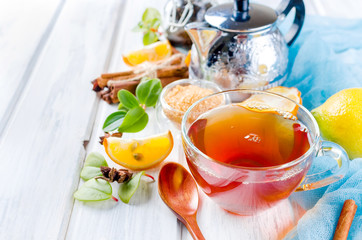 Cup Hot tea with lemon and ginger