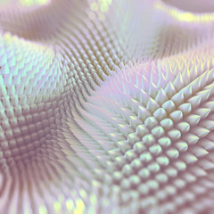 3d render, abstract nacre background, iridescent prickles, wavy macro texture