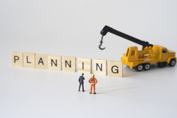 Businessman with worker thinking about business planning