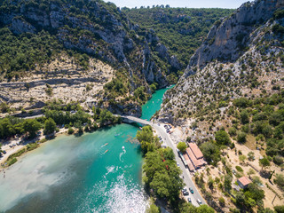 Aerial view of  Gorge du Verdon  canyon river in south of France