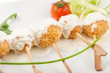 fast food on white background on the plate