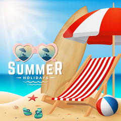 Seascape background. Turquoise sea water scene for summer season. vector illustration