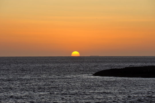 Lampedusa, Italy, sunset in the Rabbit Beach in Lampedusa, Pelagie islands