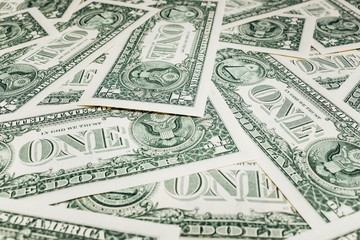 Close up view of dollar banknote. Studio shot