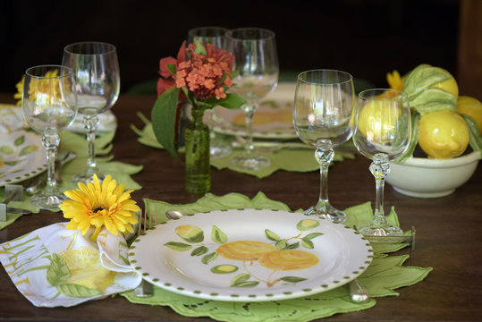 Detail of table decorated for special event