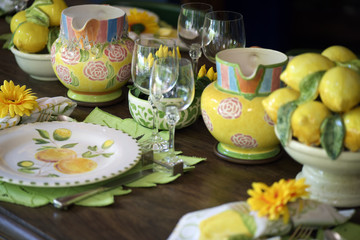 Detail of table decorated for special event