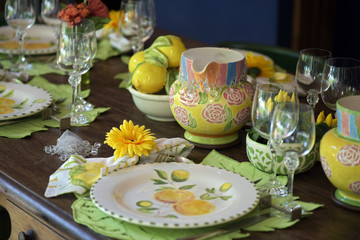 Detail of table decorated for special event