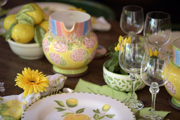 Detail of table decorated for special event