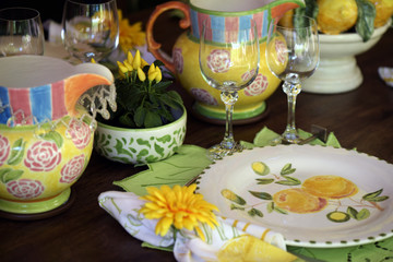 Detail of table decorated for special event