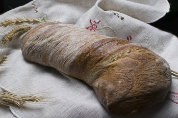 Ciabatta with ears on the burlap