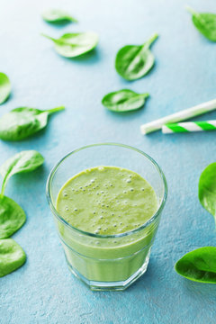 Green spinach smoothie for diet and healthy food.