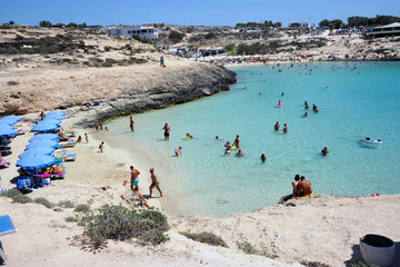 Lampedusa, Italy, August/28/2010, views of the island, Cala Croce - obrazy, fototapety, plakaty