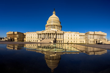 Panorama of United States Capitol Building, wide angle, Washington DC