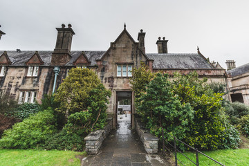 Fototapeta na wymiar The back entrance of Muckross Mansion in Killarney, Ireland