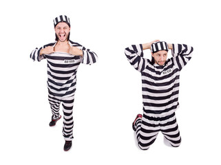 Prison inmate isolated on the white background