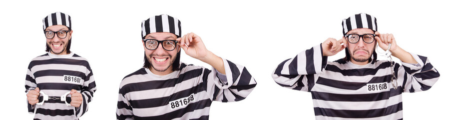 Prison inmate isolated on the white background