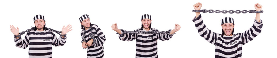 Prison inmate isolated on the white background