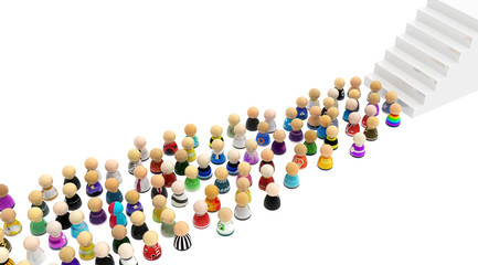 Cartoon Crowd, Stairs White