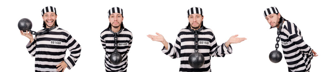 Prison inmate isolated on the white background