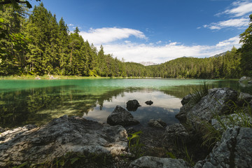 Fototapeta na wymiar Lake Eibsee Near Garmisch, Germany