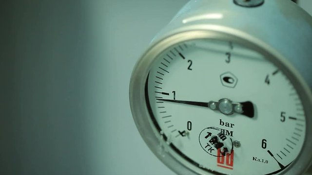 The pressure gauge on the water pipe